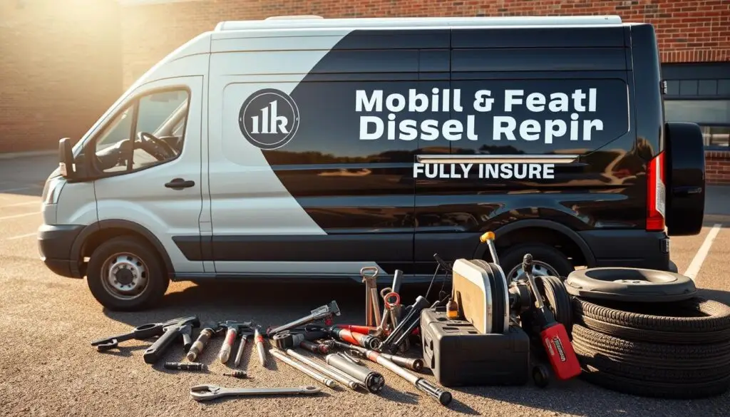 Insurance policy documents and coverage certificates for mobile diesel repair business