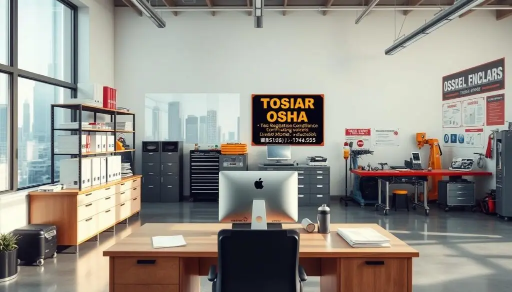 OSHA compliance framework showing regulatory requirements for diesel repair facilities