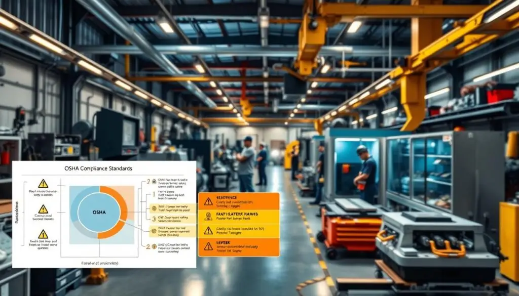 OSHA regulatory framework diagram showing compliance requirements for heavy duty shops