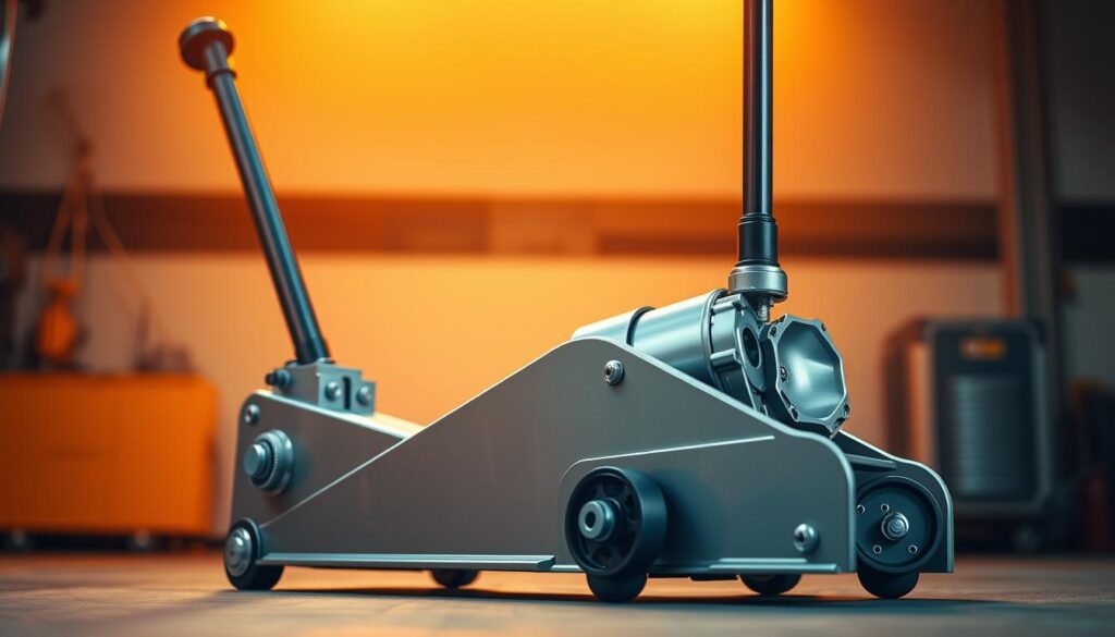 OTC 5019A low-profile transmission jack sliding under commercial truck