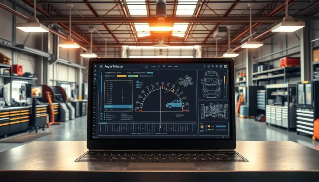 Protractor fleet management dashboard showing work order tracking and reporting