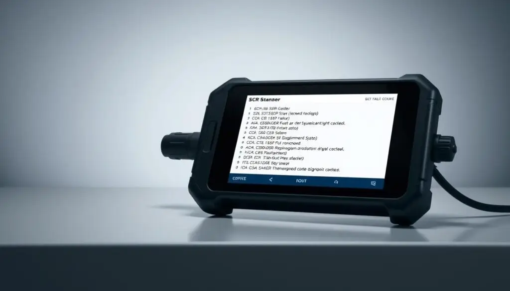 SCR diagnostic codes scanner displaying fault codes
