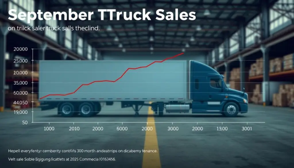 Chart showing September 2025 commercial truck sales decline with medium-duty down 7.6% and heavy-duty down 25.6% year-over-year