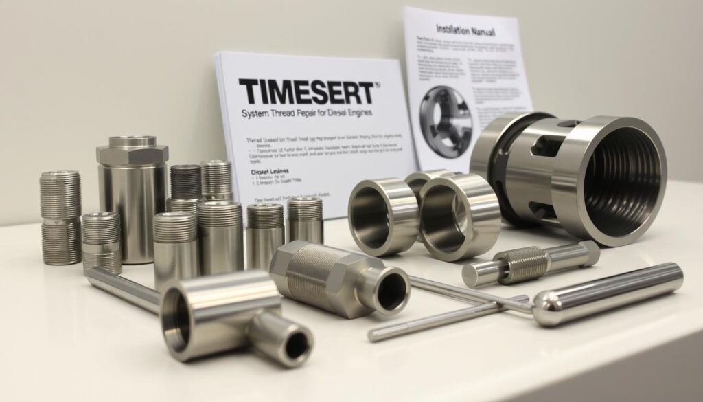 TIME-SERT solid bushing thread repair kit components for diesel engine applications