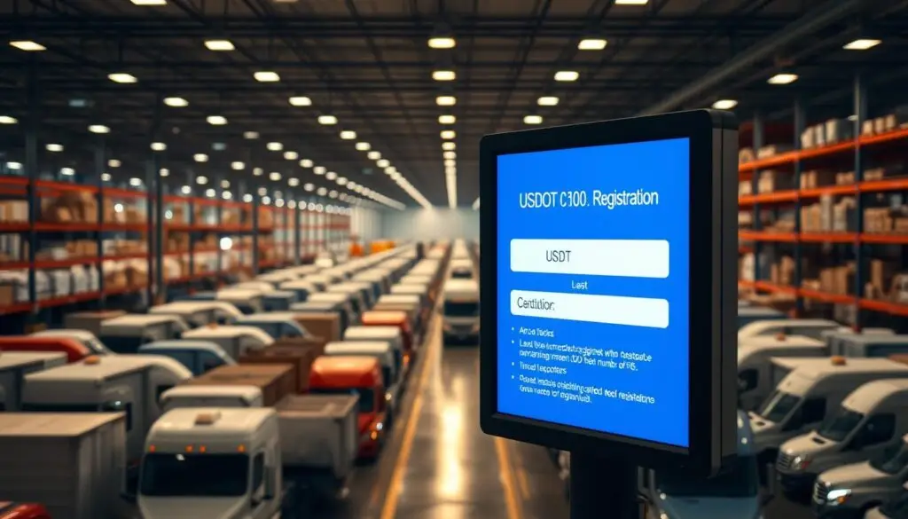 USDOT registration portal interface showing required documentation for commercial carrier identification