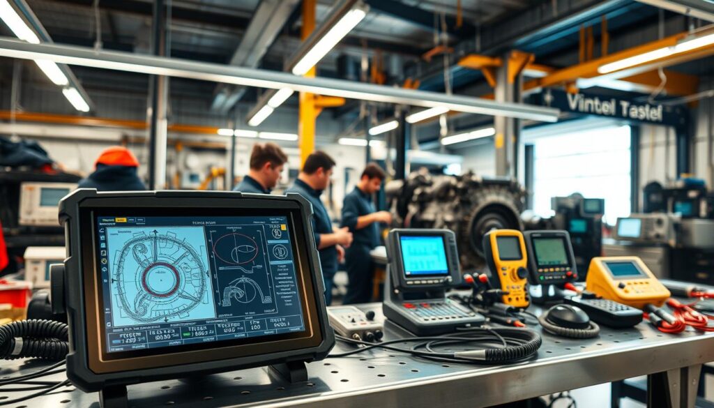 Technician using advanced diagnostic scan tools