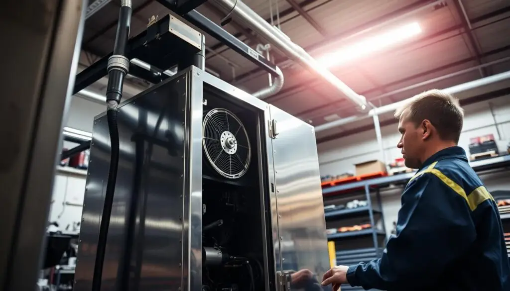 Commercial truck air dryer assembly showing desiccant cartridge and purge valve components