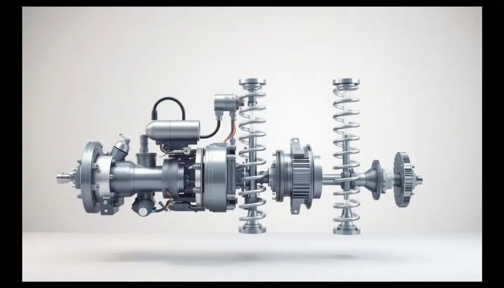 air suspension components diagram showing compressor and air springs