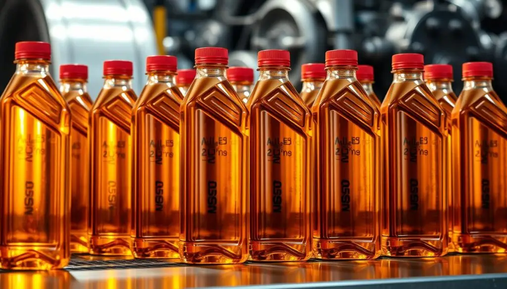 Automatic transmission fluid being added to Allison transmission in commercial truck