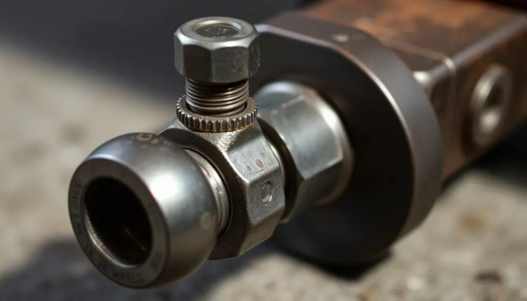 Fifth wheel coupling system showing locking jaws and kingpin engagement