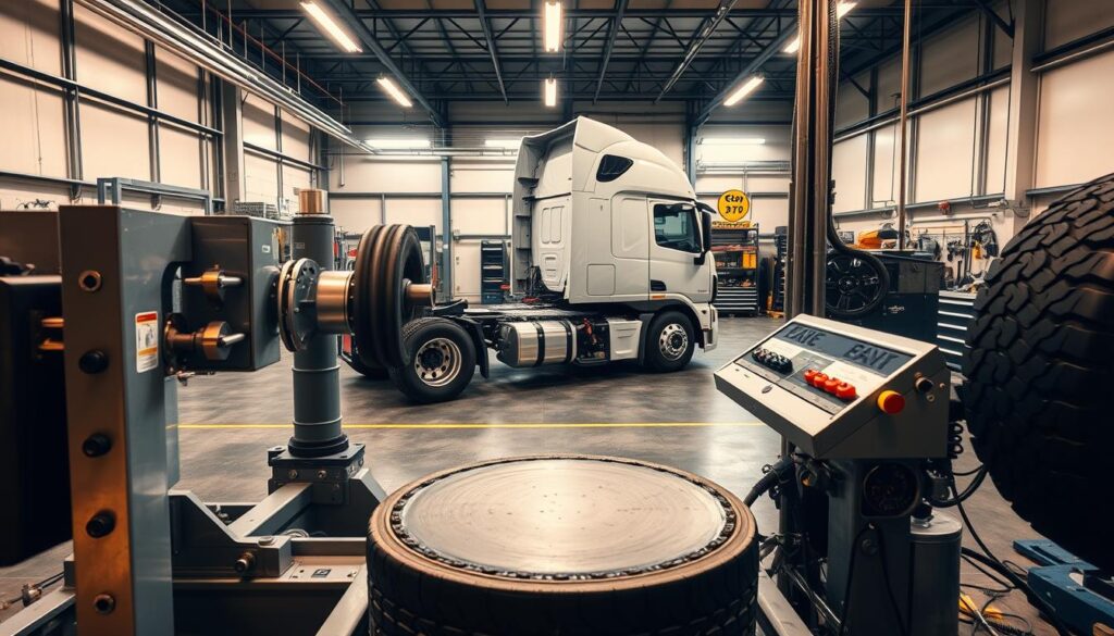 Six commercial tire changers for semi trucks arranged for comparison review