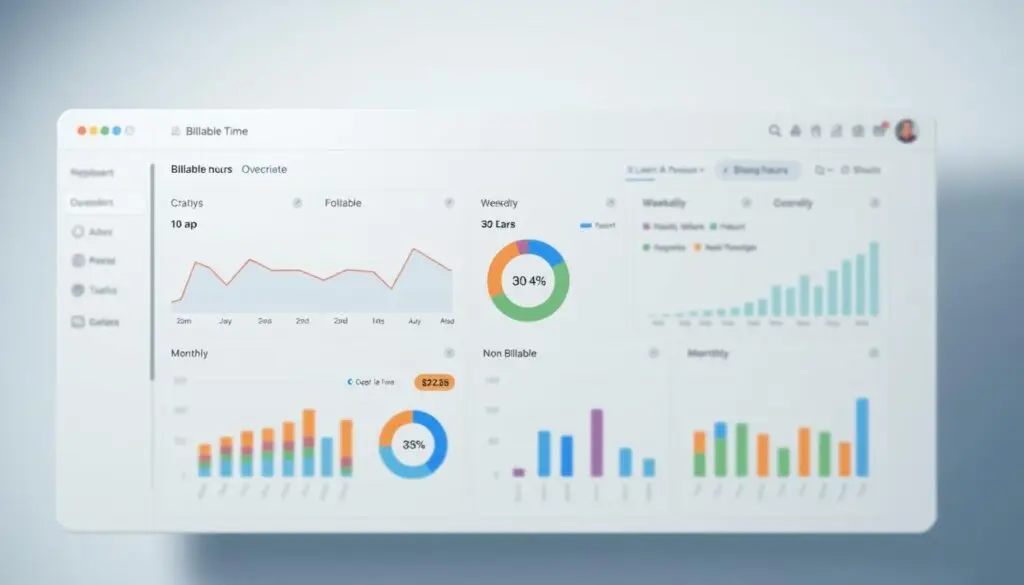 Digital billable hours tracking dashboard showing time allocation for diesel technician productivity