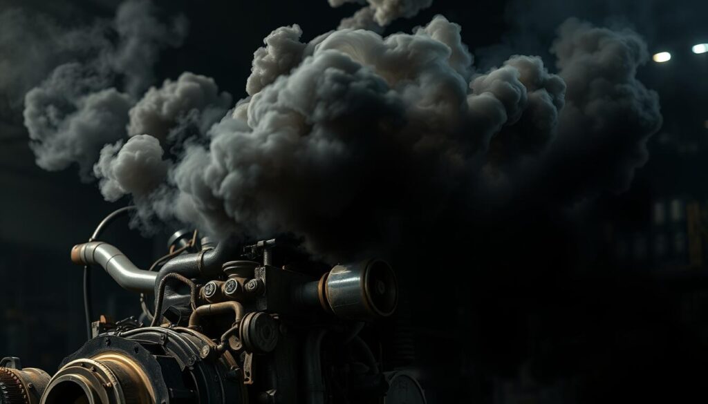 black smoke from diesel exhaust indicating turbocharger problems