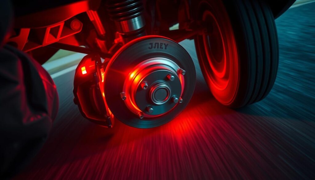 Commercial truck brake fade demonstration showing heat-induced stopping power reduction