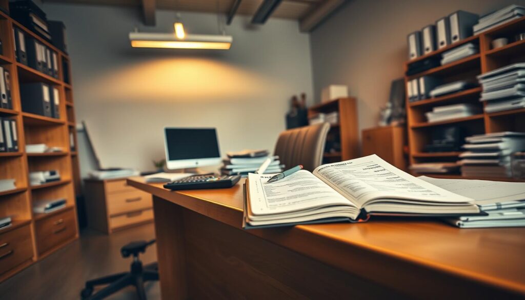 Fleet manager reviewing heavy-duty repair shop overhead cost calculations