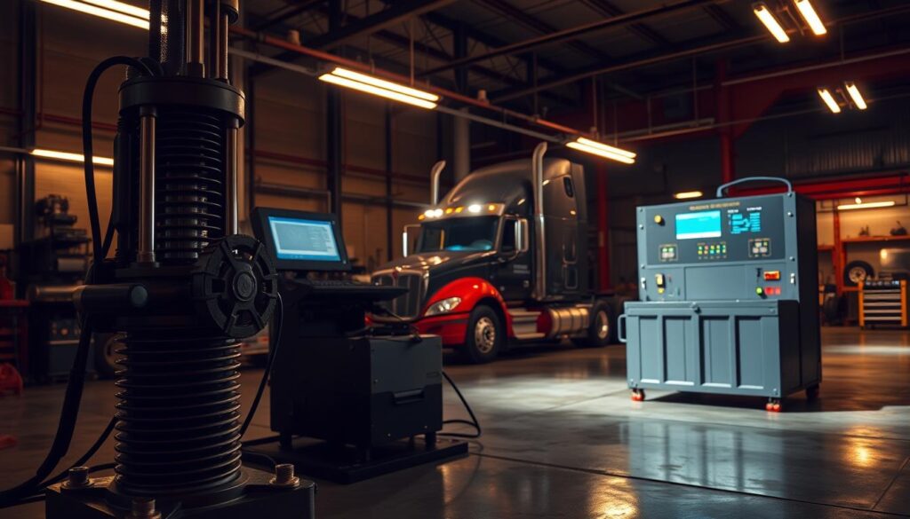 Carbon pile battery tester applying load during diesel cold-crank verification