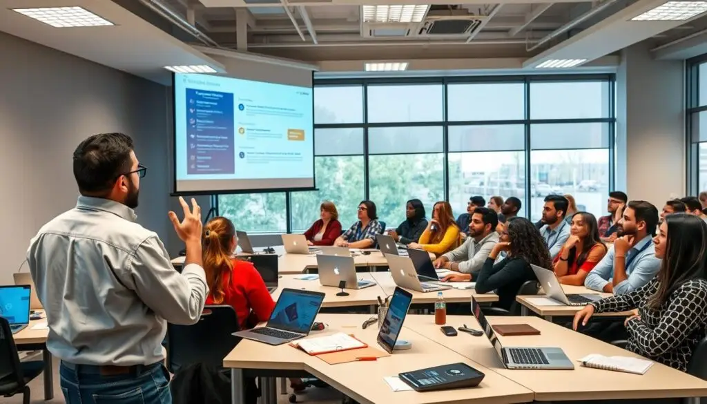 Fleet driver completing professional certification training course at company training facility