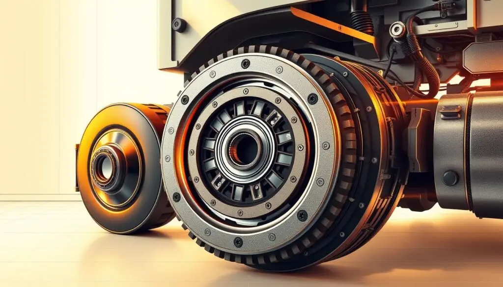 Mechanic adjusting clutch linkage on commercial truck