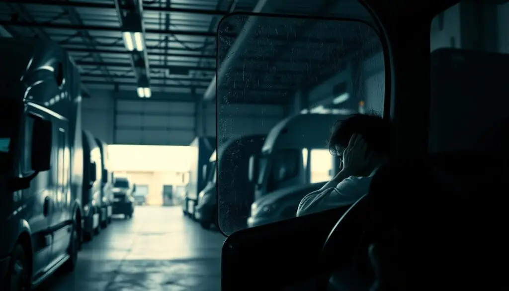 Fleet manager reviewing driver shortage data and retention metrics on dashboard display