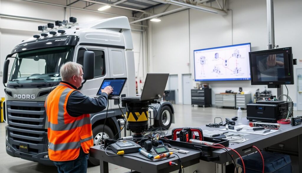 ADAS sensor calibration equipment used for commercial truck safety systems