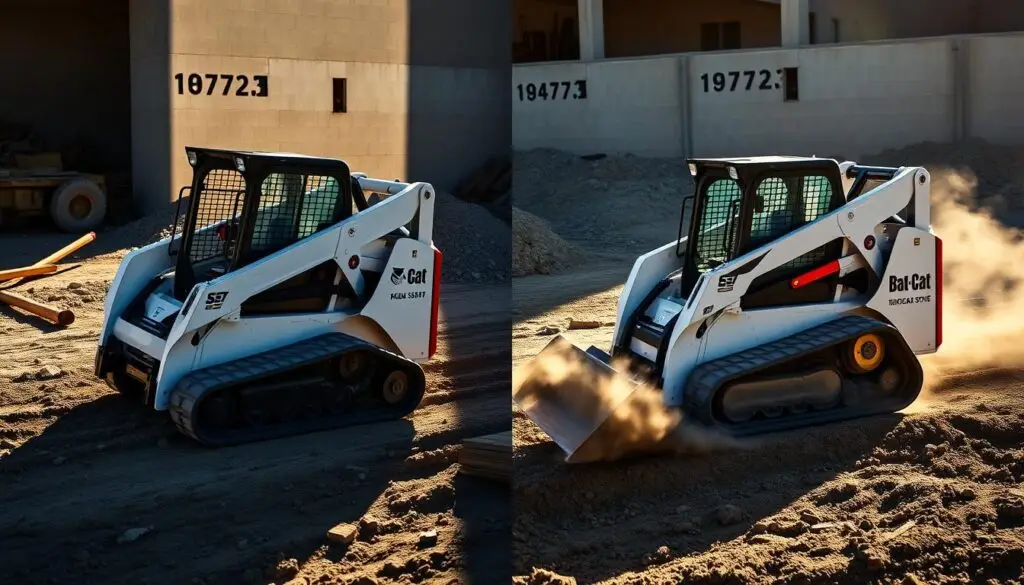 Speed and maneuverability comparison between skid steer and compact track loader on construction site