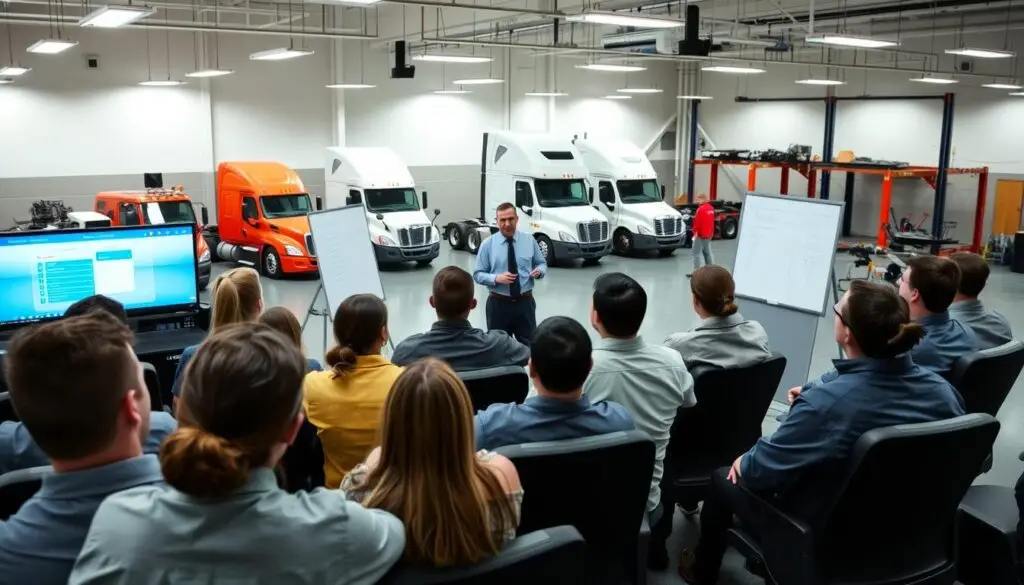 Commercial driver completing FMCSA-approved defensive driving certification course