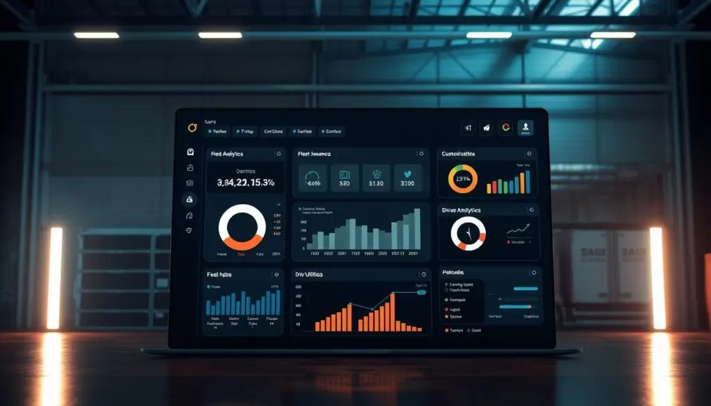 Comprehensive fleet management software interface showing integrated maintenance, telematics, and compliance modules