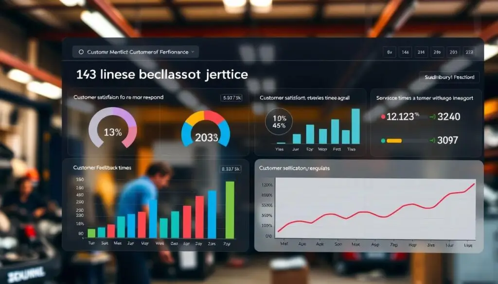 Service advisor reviewing customer satisfaction survey results for technician evaluation