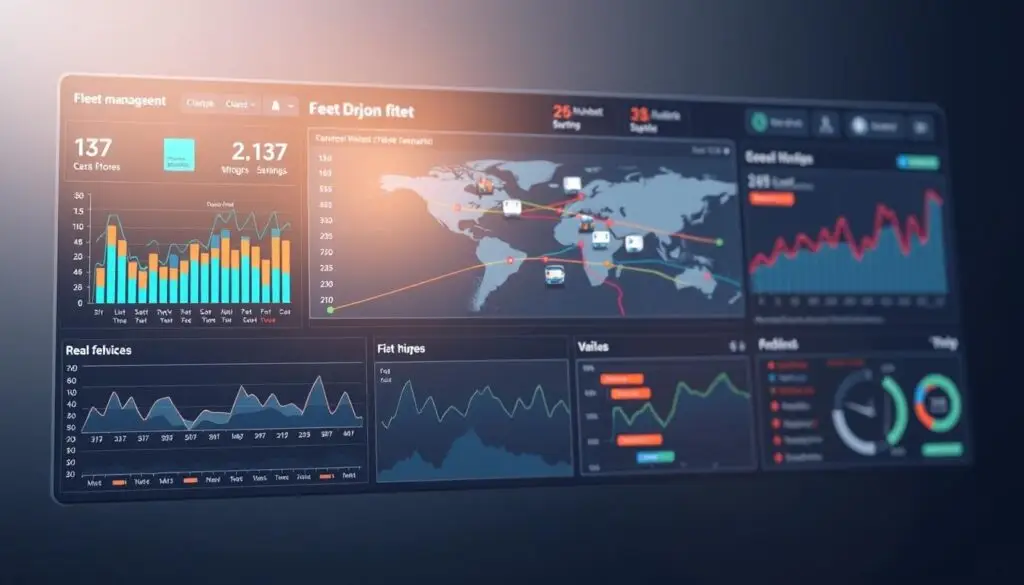 Data-driven fleet management dashboard displaying real-time KPI analytics for commercial trucking operations