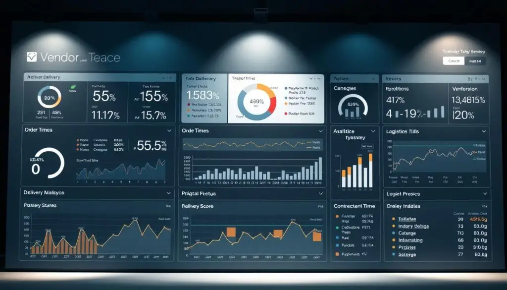 Fleet logistics dashboard showing delivery tracking and vendor performance metrics