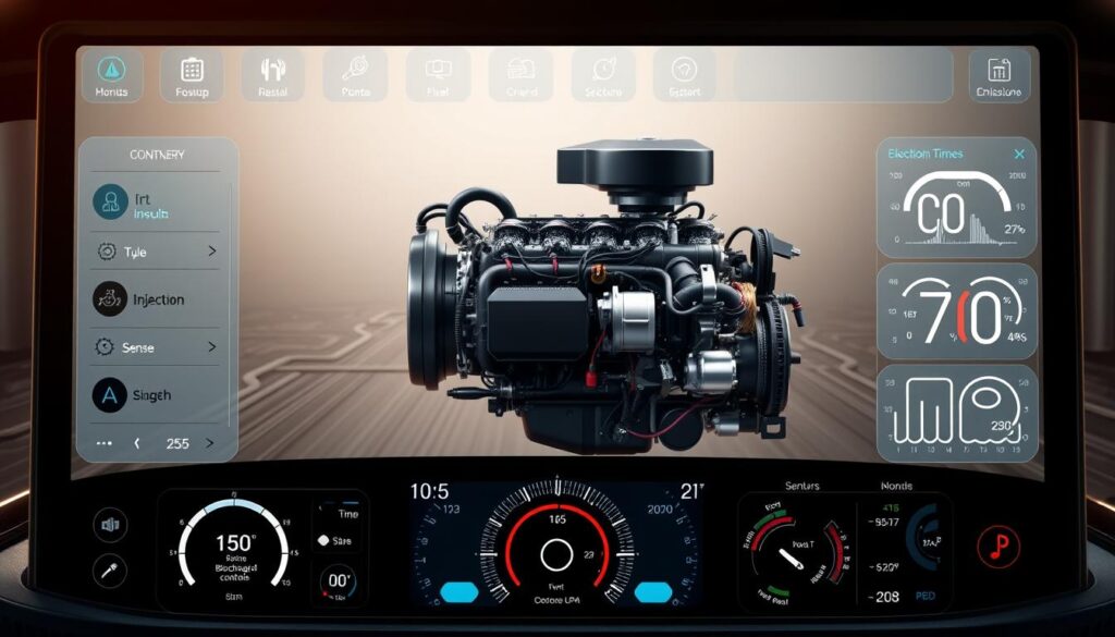 Diesel diagnostics software interface showing electronic engine control parameters and fault codes