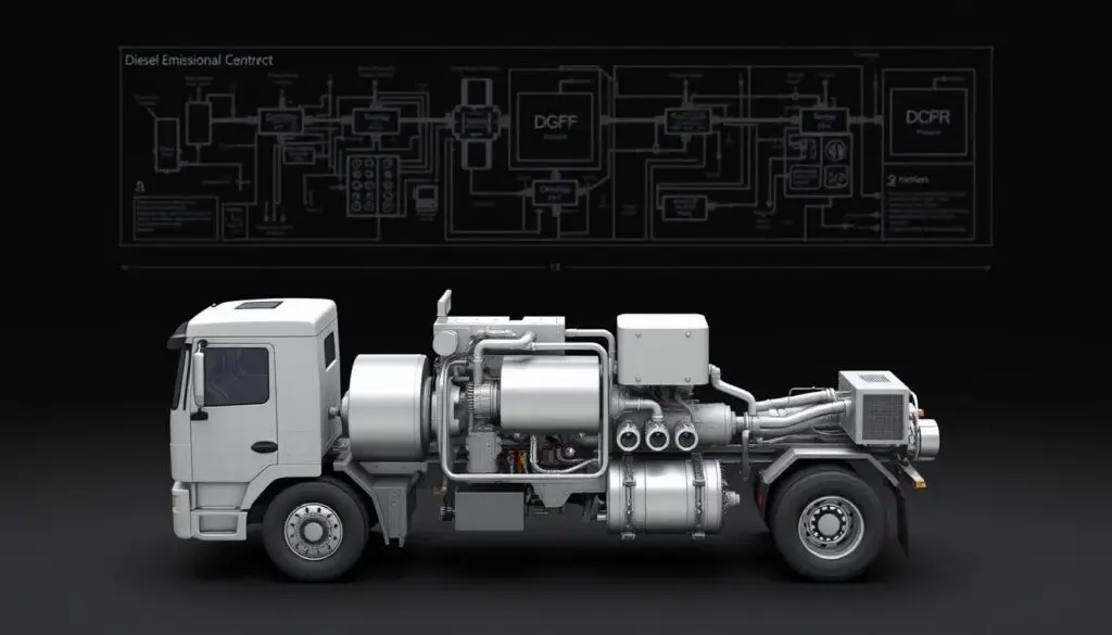 diesel emission system diagnostics showing DPF EGR and SCR component layout