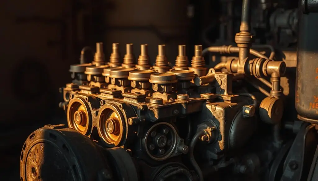 Diesel engine displaying rough idle symptoms and performance indicators requiring fuel system attention