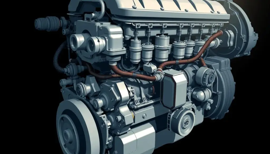 Diesel engine showing diagnostic symptoms from fuel return system failure