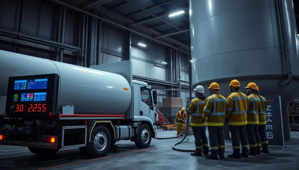 Fuel tanker delivery with sample collection point for incoming fuel quality testing