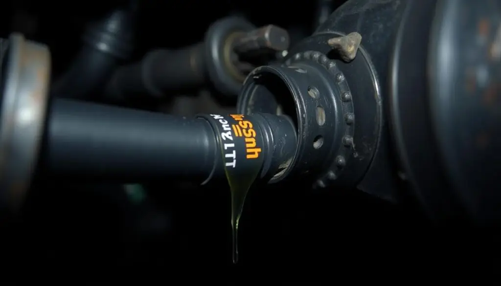 Deteriorated diesel rubber fuel hose showing cracks that cause air leaks