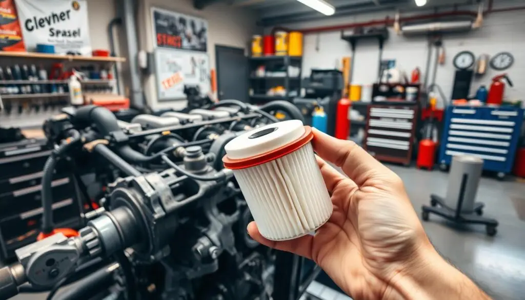 Diesel fuel system cleaning procedure showing filter replacement and additive application steps