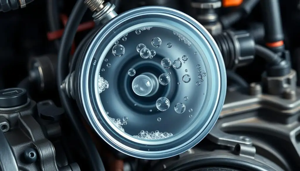 Technician diagnosing diesel hard starting symptoms with diagnostic equipment