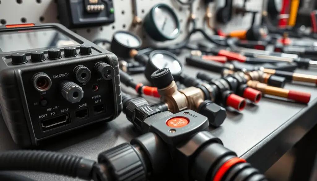 Diesel injector calibration tool and diagnostic equipment including test bench and scan tools