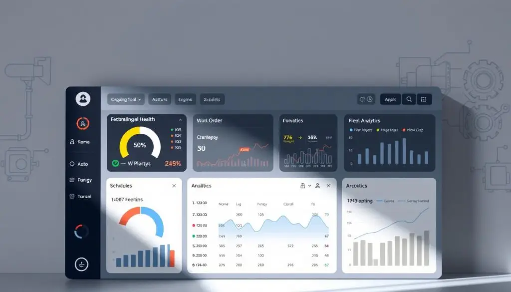 Fleet maintenance software dashboard showing automated scheduling, work orders, and vehicle health metrics