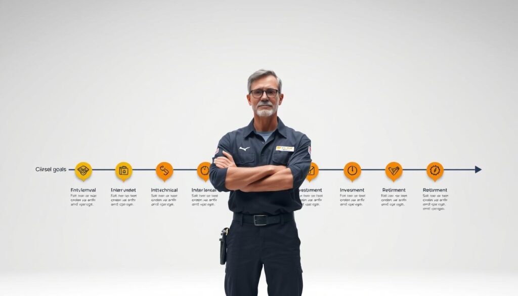 Career progression chart showing financial milestones for diesel mechanics by age