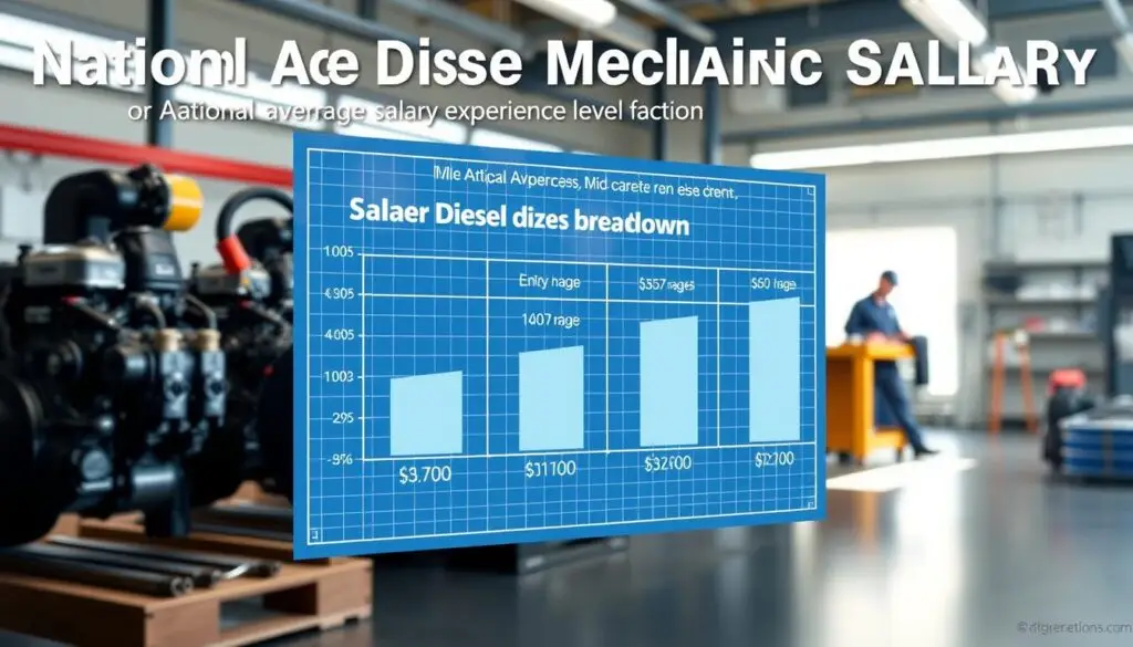 Chart showing diesel technician salary progression from entry-level to master technician