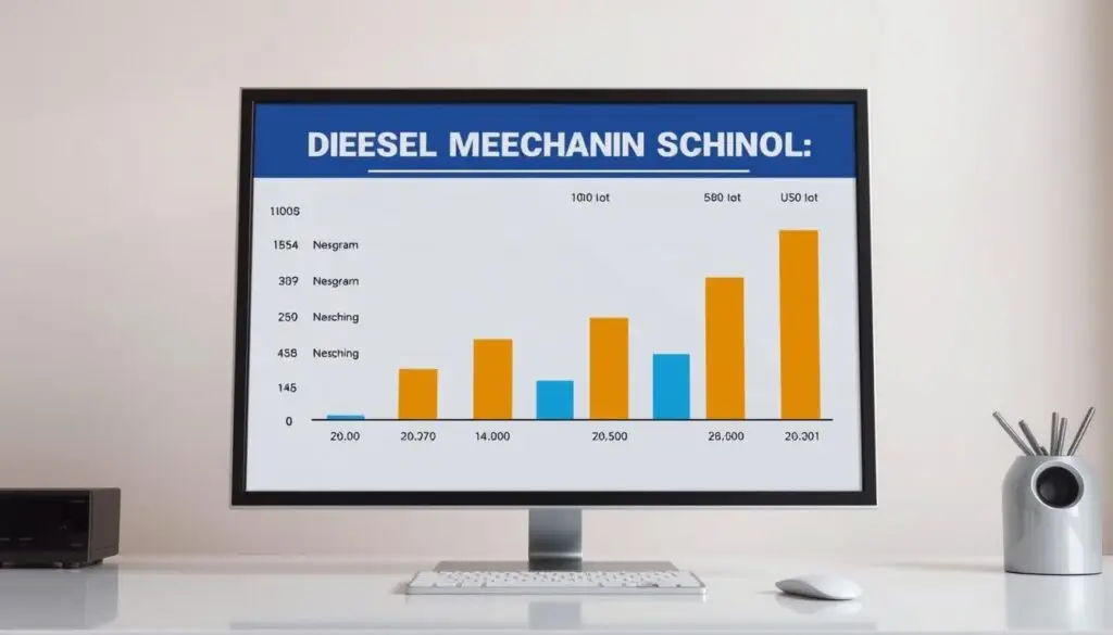 Chart comparing full-time versus part-time diesel mechanic school enrollment durations