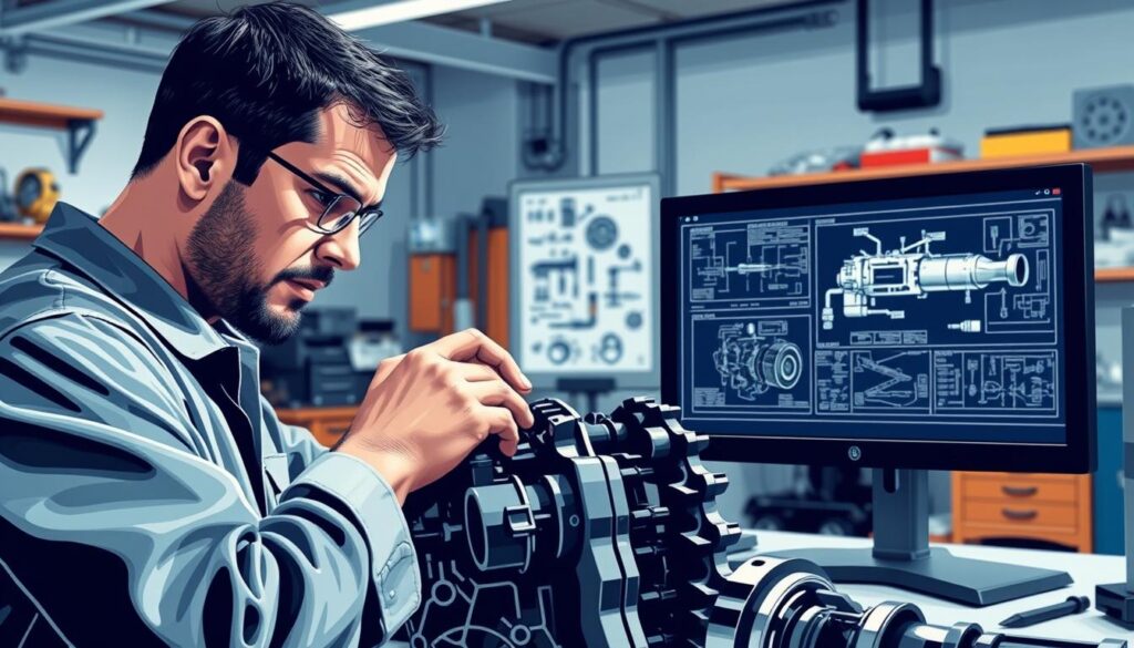 Parts manager cross-referencing diesel components on computer inventory system