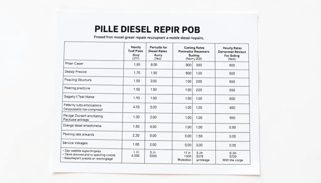 Comparison chart showing flat rate versus hourly billing pricing models for mobile diesel repair