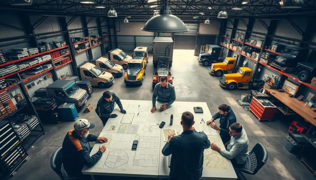 Fleet manager reviewing diesel service marketing strategies at planning session