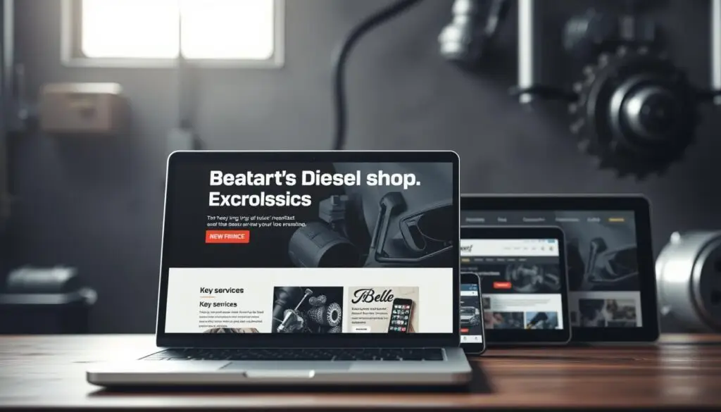Diesel repair shop website displaying essential features for customer conversion