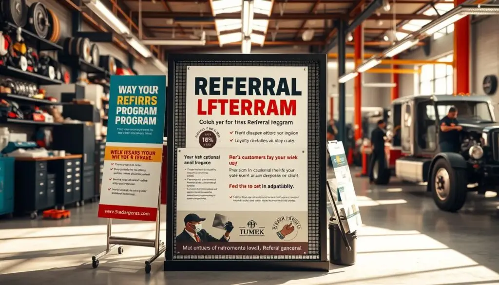 diesel shop marketing strategies with referral program materials