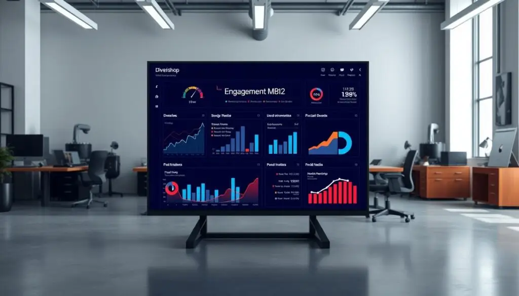 Social media analytics dashboard displaying diesel shop engagement metrics