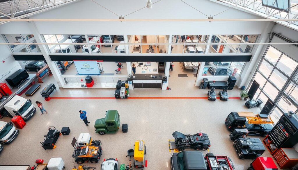 Heavy-duty diesel repair shop facility layout and planning during construction